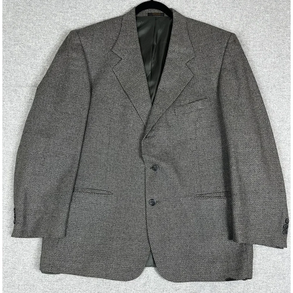 Norm Thompson Blazer Mens‎ 44R Gray Black Tweed Sport Coat Jacket Two Button